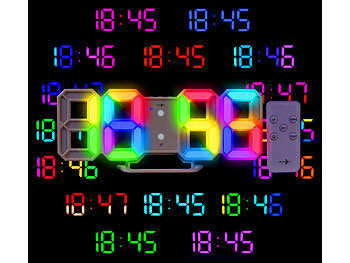Lunartec Digitale USB-LED-Tisch- & Wanduhr, große 7-Segment-Ziffern, Wecker,RGB Elektroniktrade Switzerland