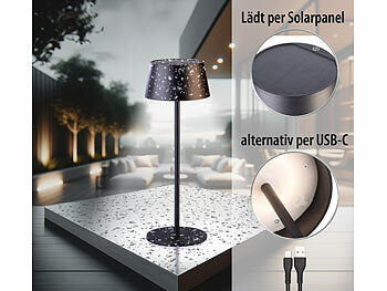Lunartec LED-Solar-Tischleuchte, 150 Lumen, 1.200 mAh, dimmbar, USB Elektroniktrade Switzerland