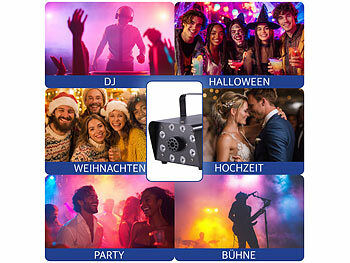Lunartec Lunartec Nebelmaschine mit 8 RGB-LEDs, 300-ml-Tank, Fernbedienung, 700 Watt elektroniktrade Switzerland