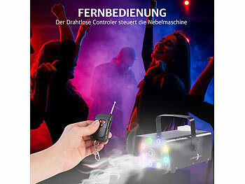 Lunartec Lunartec Nebelmaschine mit 8 RGB-LEDs, 300-ml-Tank, Fernbedienung, 700 Watt elektroniktrade Switzerland
