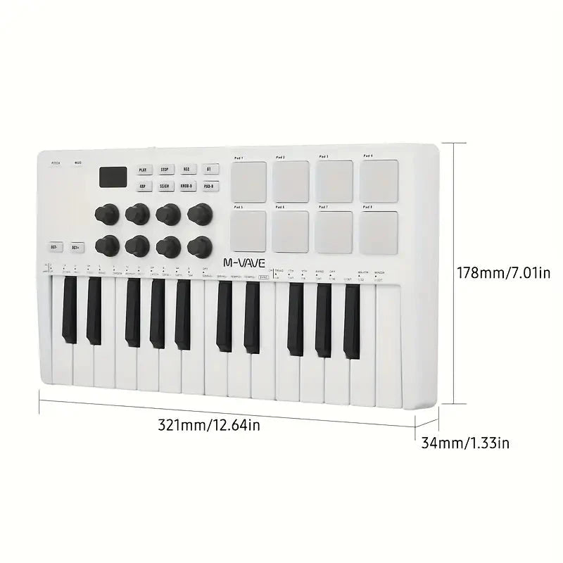M-VAVE M-VAVE 25-Tasten Tragbare MIDI-Keyboard mit Akku & USB/Batteriebetrieben elektroniktrade Switzerland