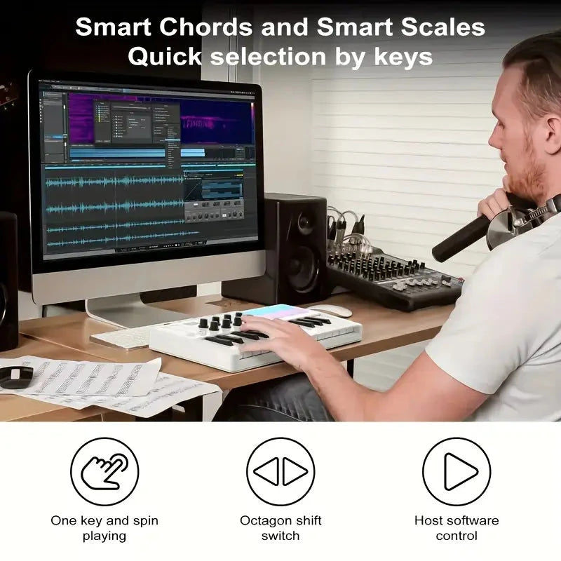 M-VAVE M-VAVE 25-Tasten Tragbare MIDI-Keyboard mit Akku & USB/Batteriebetrieben elektroniktrade Switzerland
