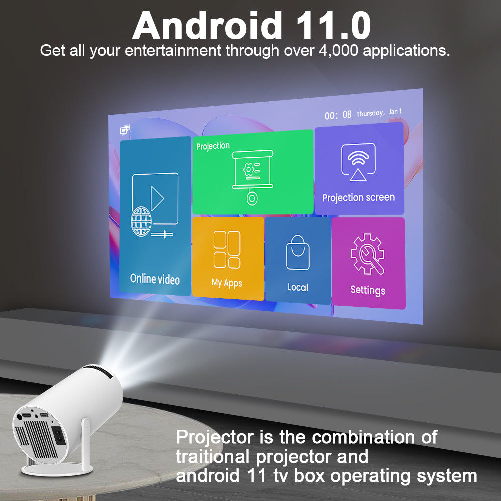 Magcubic Android 11 Led Projektor Beamer 1280*720p 4k Wifi6/BT 5.0 200 Ansi Lumen elektroniktrade Switzerland