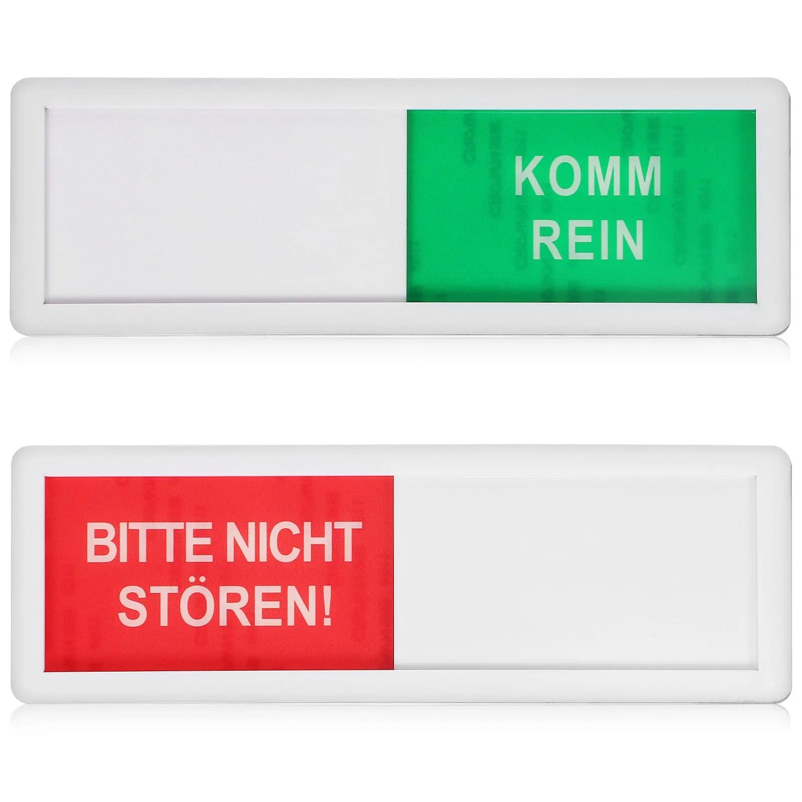Bitte nicht Stören/ Komm Rein mit Schieber -  Deutsches Türschild Weiss