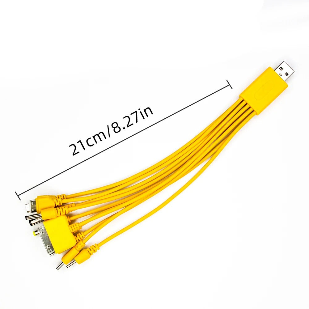 10in1 Ladekabel für Smartphones & weitere Geräte (Gelb)