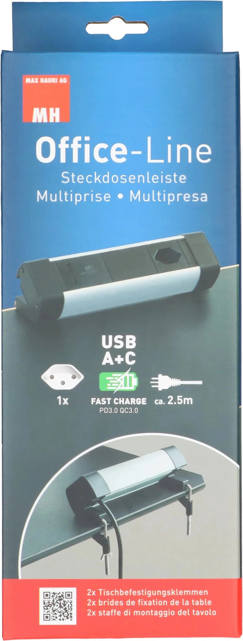 MAX HAURI AG Steckdosenleiste Office Line 1x Typ 13 1x USB A 1x USB C, PD+QC Elektroniktrade Switzerland