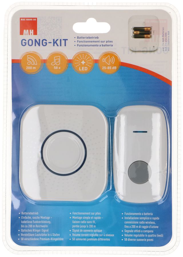 MAX HAURI DEVICE Gong-Kit weiss drahtlos RW=200m Funk Türklingel Elektroniktrade Switzerland