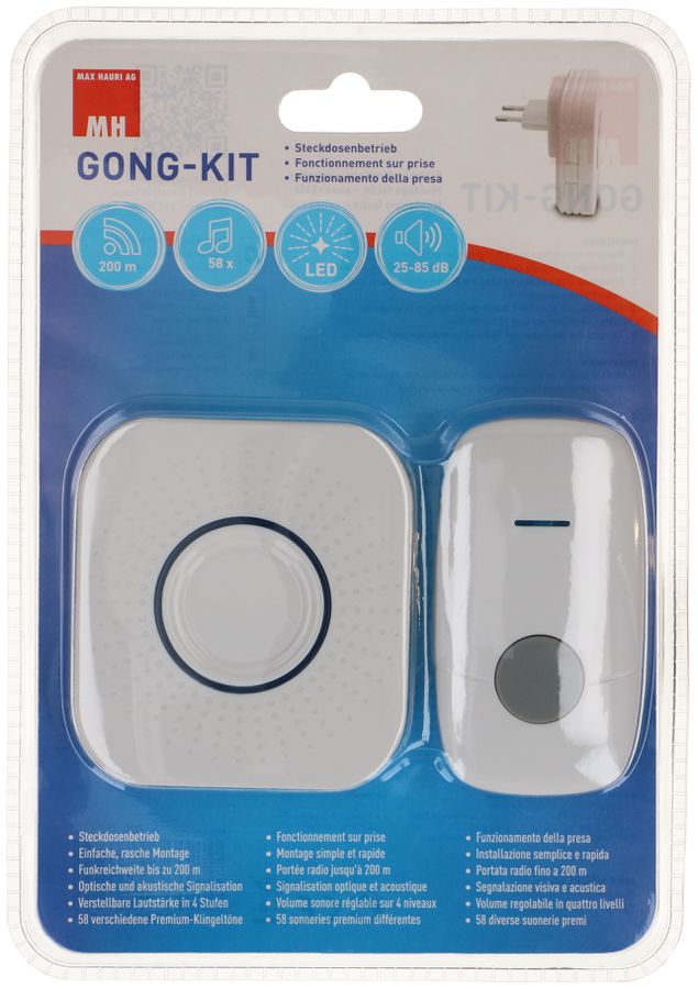 MAX HAURI DEVICE Gong-Kit weiss drahtlos RW=200m Netzstecker Elektroniktrade Switzerland