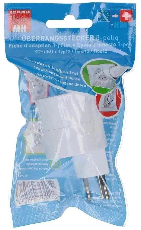 MAX HAURI PLUG Reiseadapter asymmetrisch Stecker: Typ 12 / Kupplung: Schuko - Schweiz elektroniktrade Switzerland