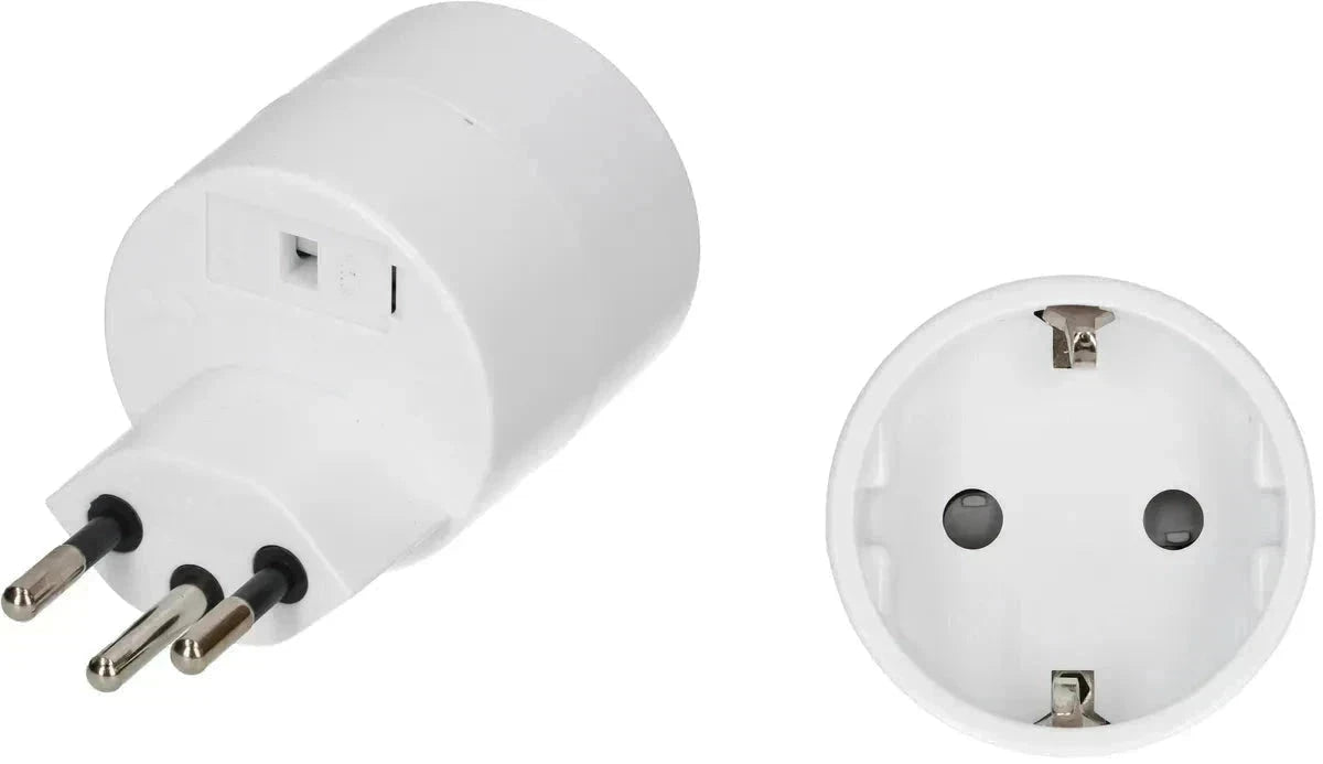 MAX HAURI PLUG Reiseadapter asymmetrisch Stecker: Typ 12 / Kupplung: Schuko - Schweiz Elektroniktrade Switzerland