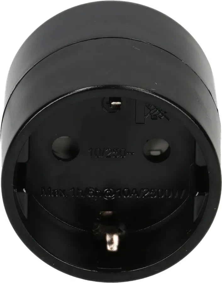 MAX HAURI PLUG Reiseadapter asymmetrisch Typ 12 / Schuko schwarz CH/DE Elektroniktrade Switzerland
