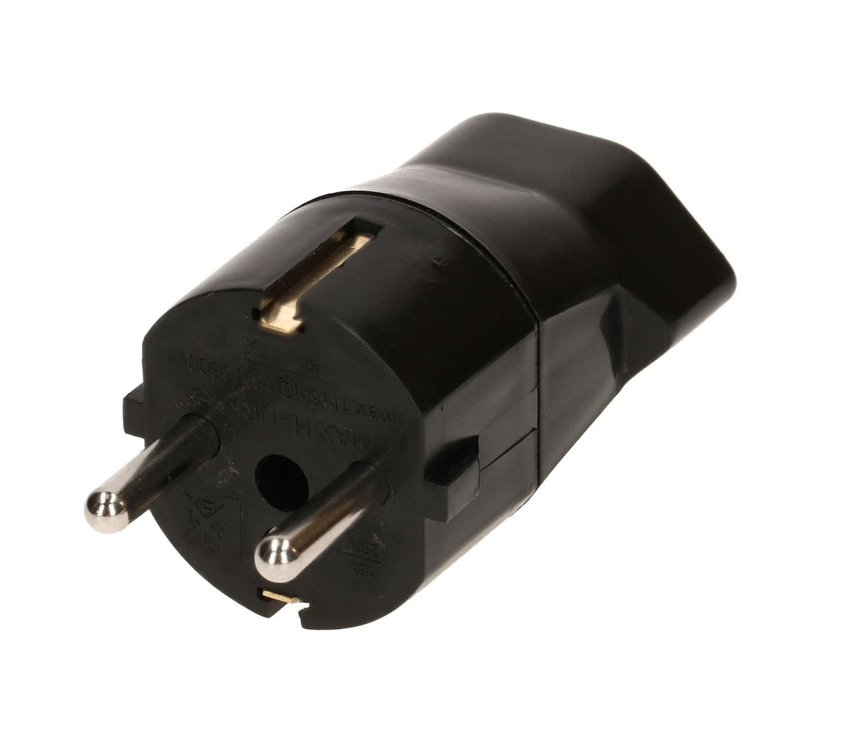 MAX HAURI PLUG Reiseadapter Schuko-Typ 23 3-polig schwarz / weiss elektroniktrade Switzerland