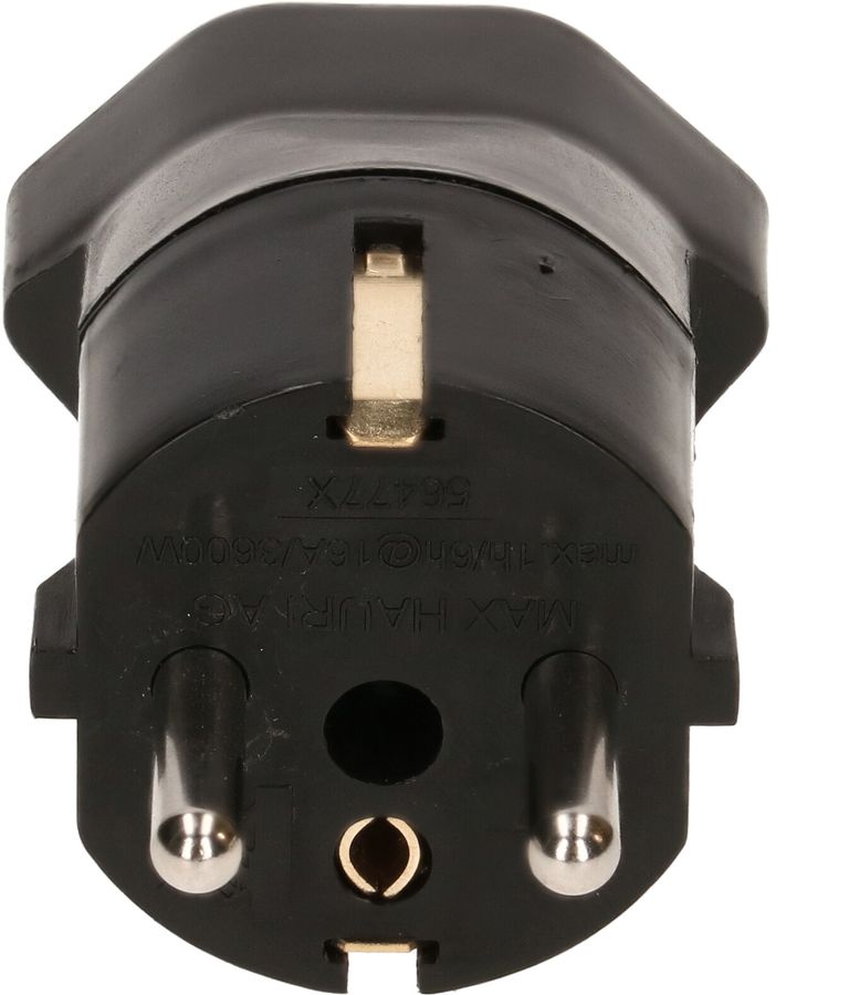 MAX HAURI PLUG Reiseadapter Schuko-Typ 23 3-polig schwarz / weiss elektroniktrade Switzerland