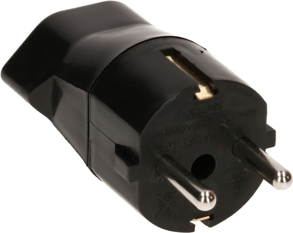 MAX HAURI PLUG Reiseadapter Schuko-Typ 23 3-polig schwarz / weiss elektroniktrade Switzerland