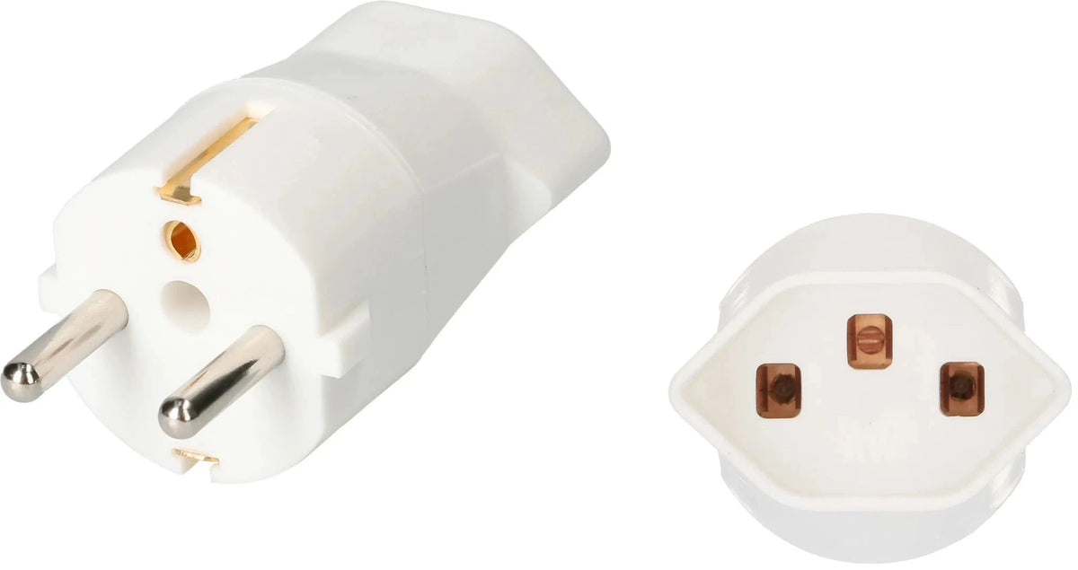 MAX HAURI PLUG Reiseadapter Schuko-Typ 23 3-polig schwarz / weiss elektroniktrade Switzerland