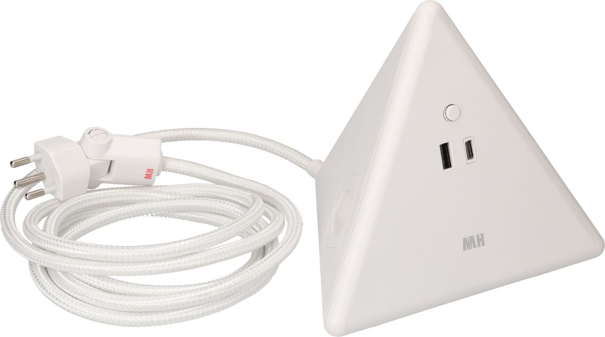 MAX HAURI SPLIT Energy Pyramide Steckdosenleiste 2x Typ 13 ws USB A+C 2.5m cli. Elektroniktrade Switzerland