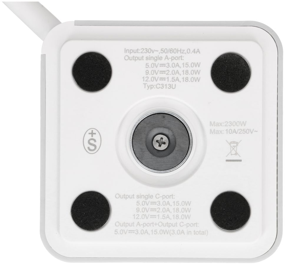 MAX HAURI SPLIT Steckdosenleiste Cube 3x Typ 13 weiss-weiss USB 2m clip-clap Elektroniktrade Switzerland