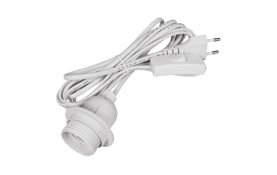 McPower EURO-NETZKABEL MIT SCHNURSCHALTER UND E27 FASSUNG 1,8M, Weiss / Schwarz 3,5m Elektroniktrade Switzerland