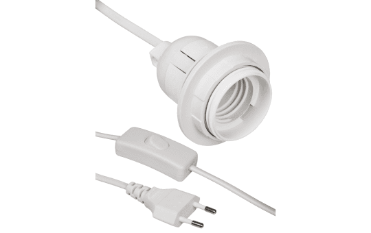 McPower EURO-NETZKABEL MIT SCHNURSCHALTER UND E27 FASSUNG 1,8M, Weiss / Schwarz 3,5m Elektroniktrade Switzerland