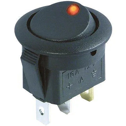McPower Wippschalter, rund, 1-polig, schwarz, rot beleuchtet (12 V), ON-OFF elektroniktrade Switzerland