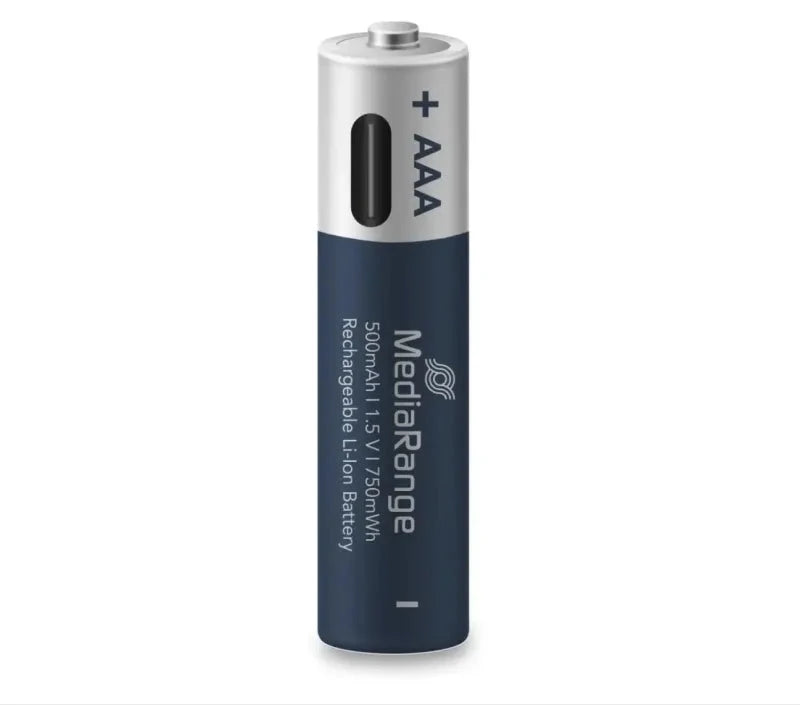 MediaRange MEDIARANGE USB-C AAA Akku Li-Ion 1,5V, 500mAh, 1200 Ladezyklen, Ladezeit 2h, 4er-Pack Elektroniktrade Switzerland
