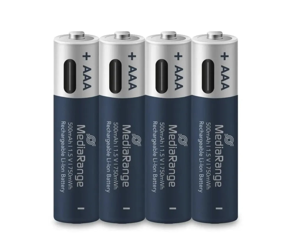MediaRange MEDIARANGE USB-C AAA Akku Li-Ion 1,5V, 500mAh, 1200 Ladezyklen, Ladezeit 2h, 4er-Pack Elektroniktrade Switzerland