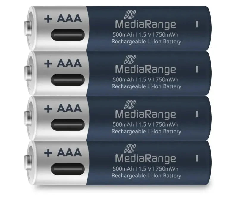 MediaRange MEDIARANGE USB-C AAA Akku Li-Ion 1,5V, 500mAh, 1200 Ladezyklen, Ladezeit 2h, 4er-Pack Elektroniktrade Switzerland