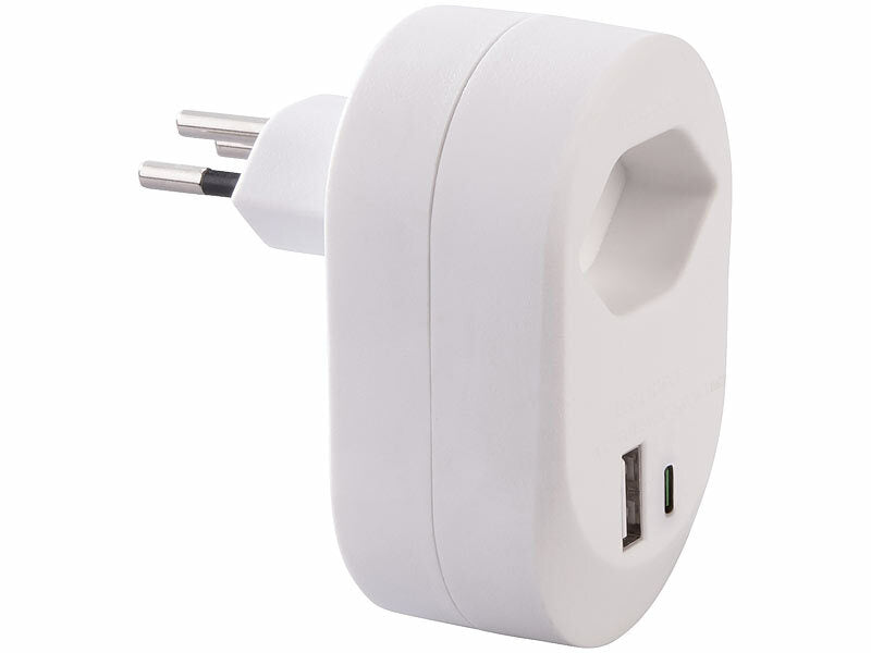 2in1-Steckdose mit 230-V-Ausgang, USB-C und USB-A, 3,4 A