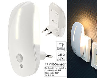 Lunartec Bewegungsmelder Senioren: 2 LED-Steckdosen-Nachtlichter mit Bewegungsmelder & Dämmerungs-Sensor (LED Bewegungslicht Steckdose)