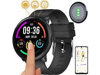 newgen medicals ELESION-kompatible Fitness-Smartwatch, Bluetooth, SpO2, Alexa, IP68 Elektroniktrade Switzerland