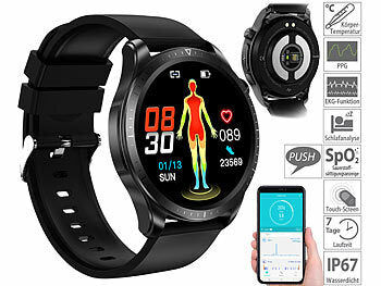 newgen medicals Fitness-Smartwatch, EKG-, Herzfrequenz- & SpO2-Anzeige, App, IP67 Elektroniktrade Switzerland