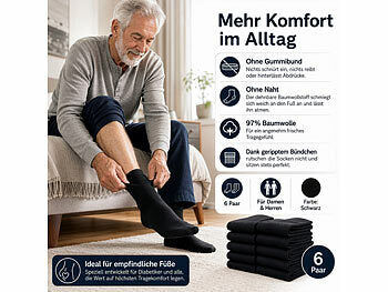 newgen medicals newgen medicals 6 Paar Diabetikersocken ohne Gummi & Naht, für Damen & Herren, 43 - 46 elektroniktrade Switzerland