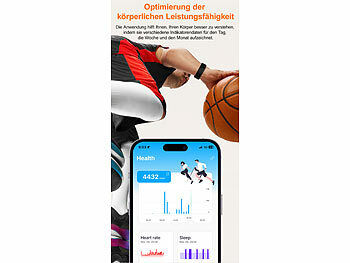 newgen medicals Smartes Fitnesstracker-Armband mit App, 150 mAh, bis 20 Tage, IP68 Elektroniktrade Switzerland