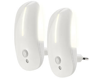 Lunartec Bewegungsmelder Senioren: 2 LED-Steckdosen-Nachtlichter mit Bewegungsmelder & Dämmerungs-Sensor (LED Bewegungslicht Steckdose)
