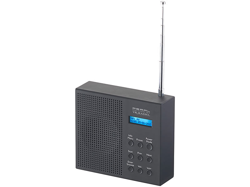 Digitales DAB+/FM-Radio mit Akku, Dual-Wecker, RDS, LCD-Display, Timer