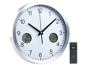 Küchenuhr: St. Leonhard Funk-Wanduhr mit digitaler Wetterstation und Funk-Außensensor, DCF77