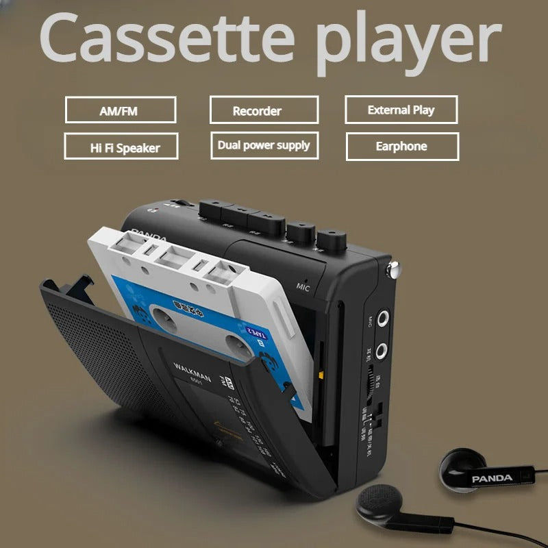 Panda Tragbarer Walkman Kasetten Player 6501 mit Radio/Lautsprecher/Recorder/Mic Anschluss elektroniktrade Switzerland