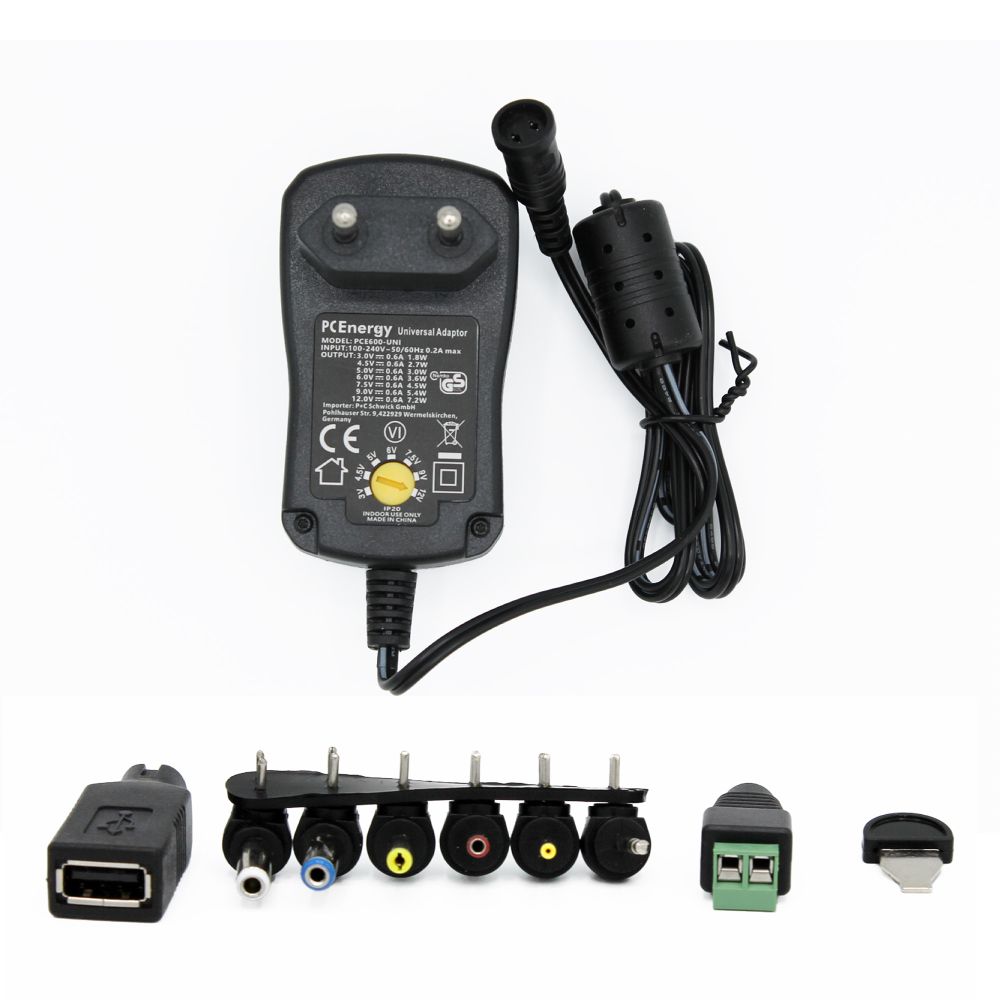 PCEnergy PCE1000-UNI Universal Netzteil; 3-12V; 1A; 12W Elektroniktrade Switzerland