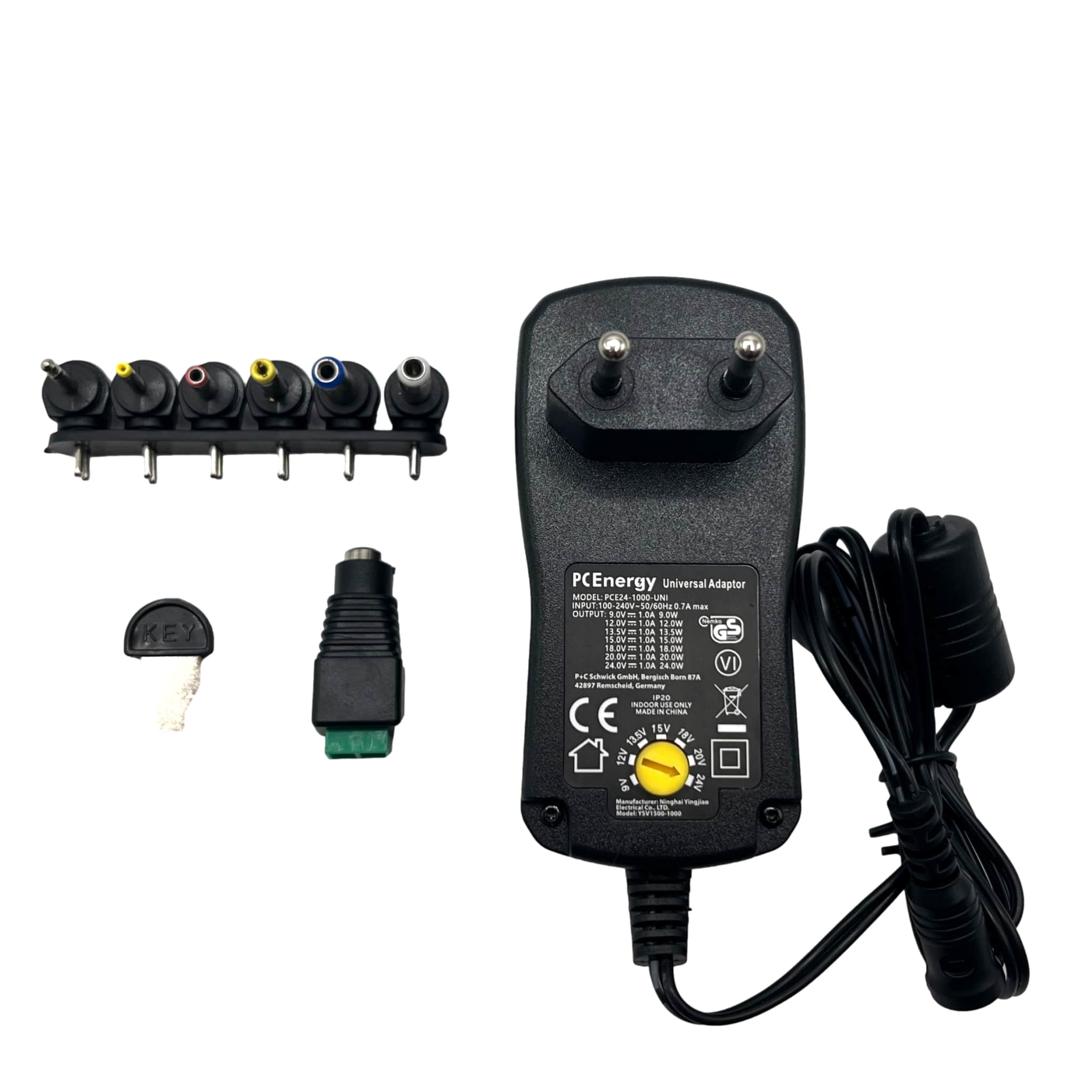 PCEnergy PCE24-1000-UNI Universal Netzteil; 9-24V; 1A; 24W Elektroniktrade Switzerland