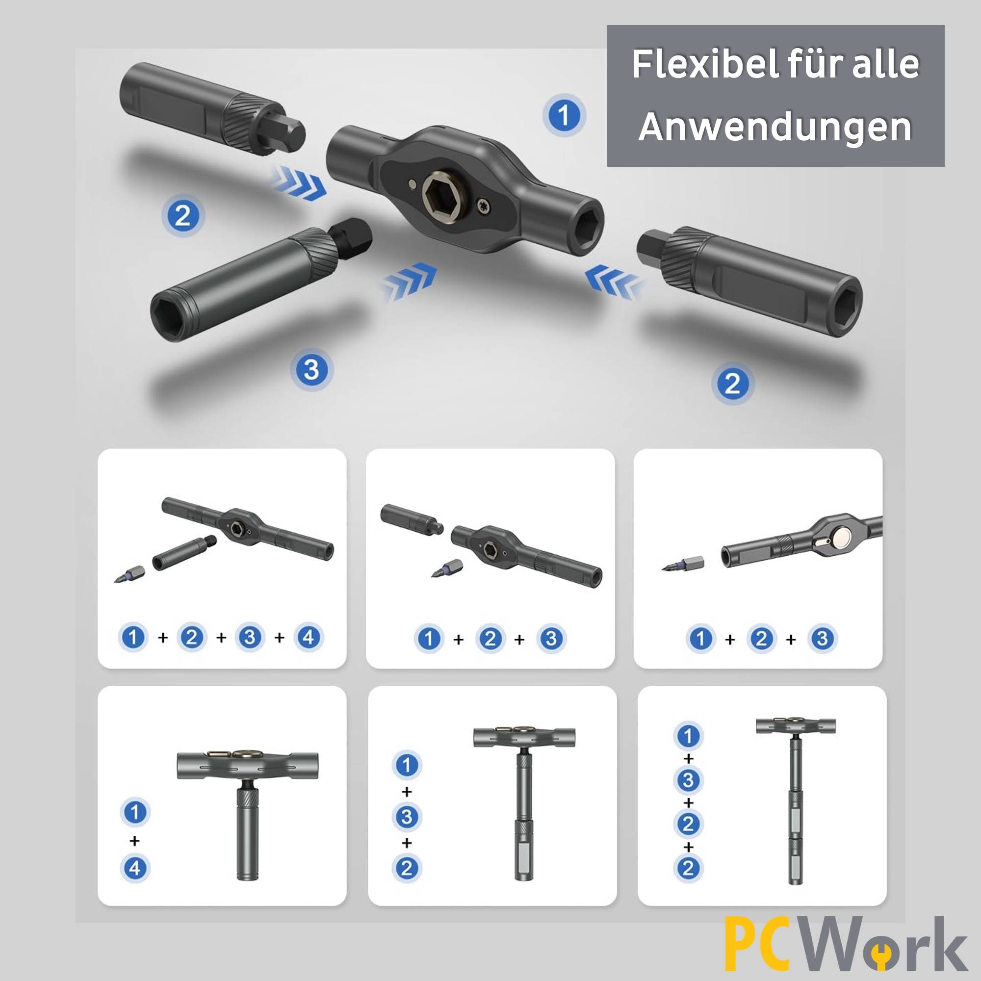 PCWork PCW08K Feinmechanik Ratschen Set | 42-in-1 magnetisches Präzisionswerkzeug Elektroniktrade Switzerland