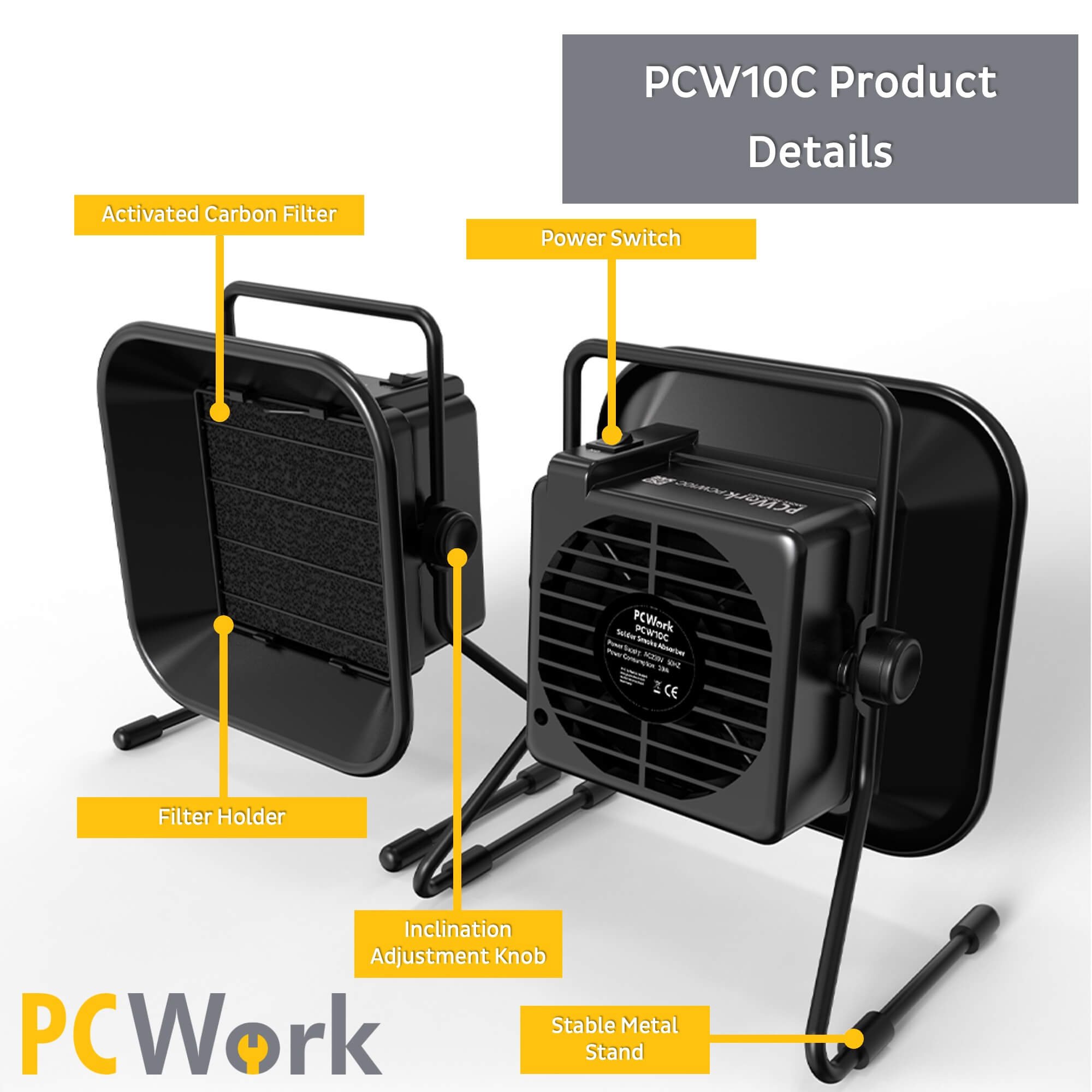 PCWork PCW10C Lötrauchabsaugung ESD-safe, Lötdampf-Absauger, Rauchabsauger, Aktivkohle Elektroniktrade Switzerland