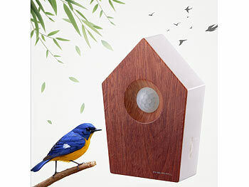 PEARL Vogelgesang-Box mit Bewegungssensor, 120 s Spielzeit, Teak-Holz-Optik Elektroniktrade Switzerland