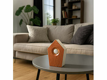 PEARL Vogelgesang-Box mit Bewegungssensor, 120 s Spielzeit, Teak-Holz-Optik Elektroniktrade Switzerland