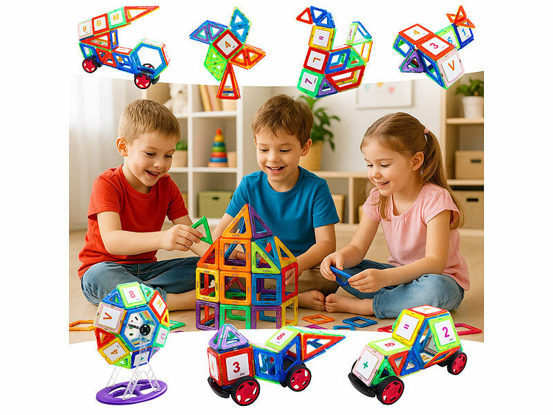 Playtastic 120 magnetische Bausteine, verschiedene Formen Elektroniktrade Switzerland