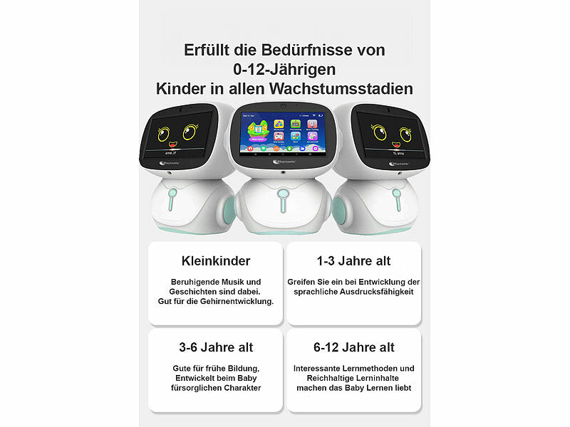 Playtastic KI-Roboter für Kinder mit ChatGPT, 7"-Touchdisplay, Mikrofon, WLAN elektroniktrade Switzerland