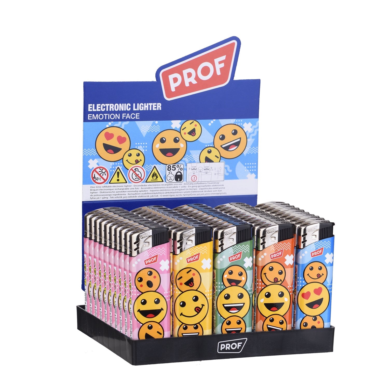 PROF Nachfüllbares Feuerzeug mit Emotion Face Motiven Elektroniktrade Switzerland