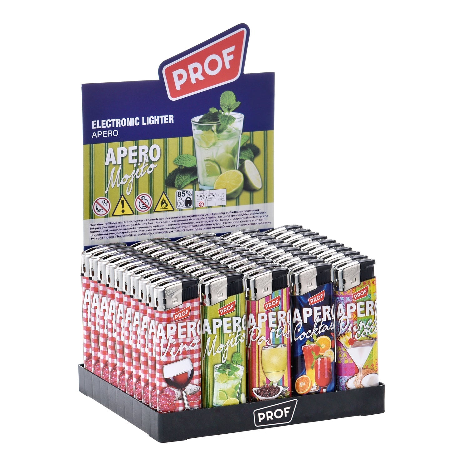 PROF PROF Feuerzeug – Nachfüllbar im Apero Design DL-50 Elektroniktrade Switzerland