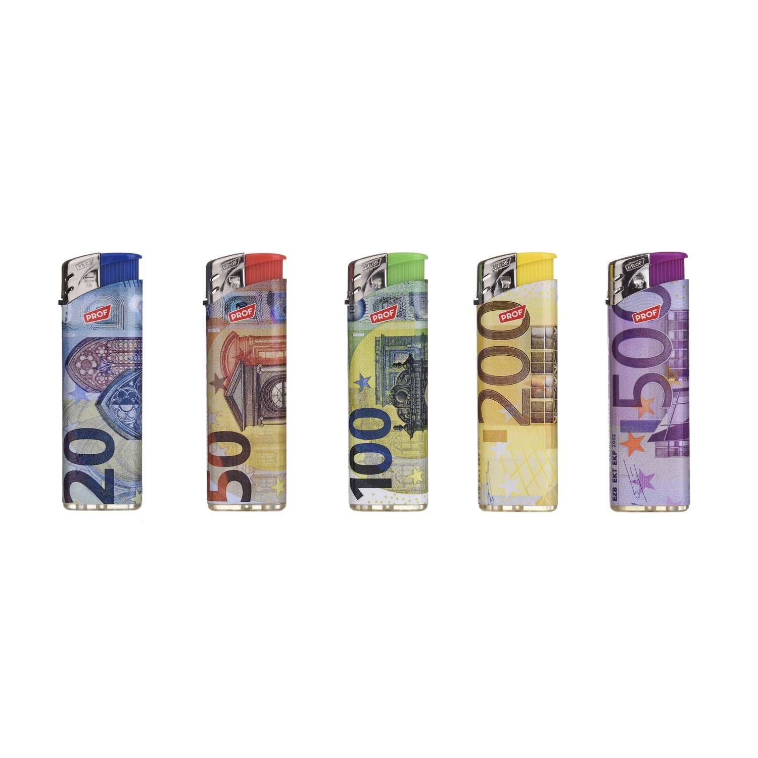 PROF Wiederauffüllbares Feuerzeug mit Euro Noten Motiv LGT D50 Elektroniktrade Switzerland
