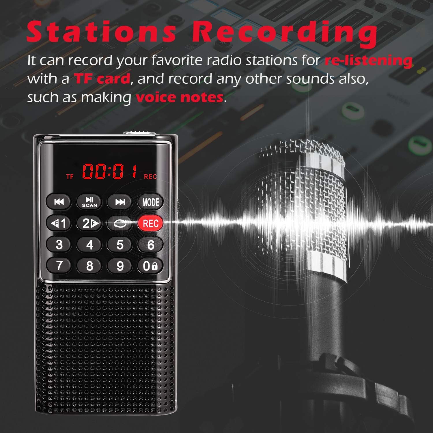 PRUNUS Kleines Radio FM/UKW mit Radio oder Voice Aufnahme Rekorder Elektroniktrade Switzerland