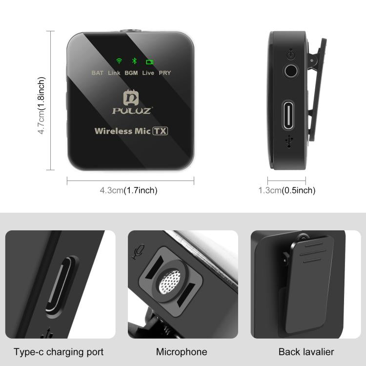 PULUZ PULUZ Kabelloses Lavalier-Mikrofon für iPhone/iPad, 8-poliger Empfänger und zwei Mikrofone, 8-Pin 2 TX + 1 RX Elektroniktrade Switzerland